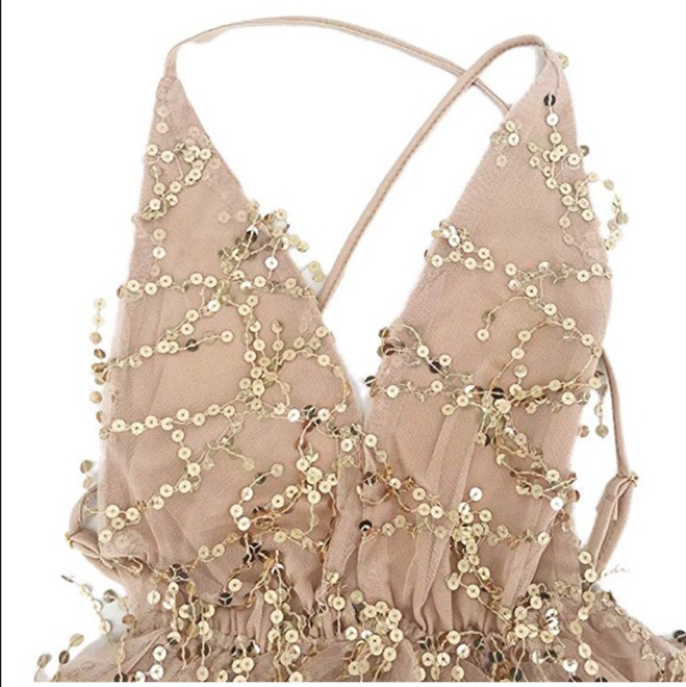 ‘ESTRELLA’ Deep-V Neck Sparkle Romper - Picture 7 of 8